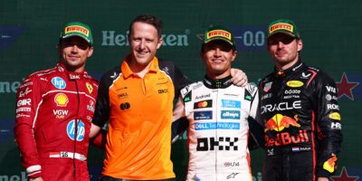Norris, Leclerc a Verstappen o Velké ceně Mexika